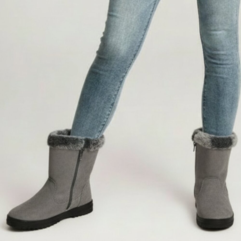 New, Grey Fur Lined Boots